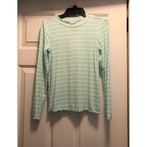 M, L, & XL - mint white striped long sleeve top self esteem